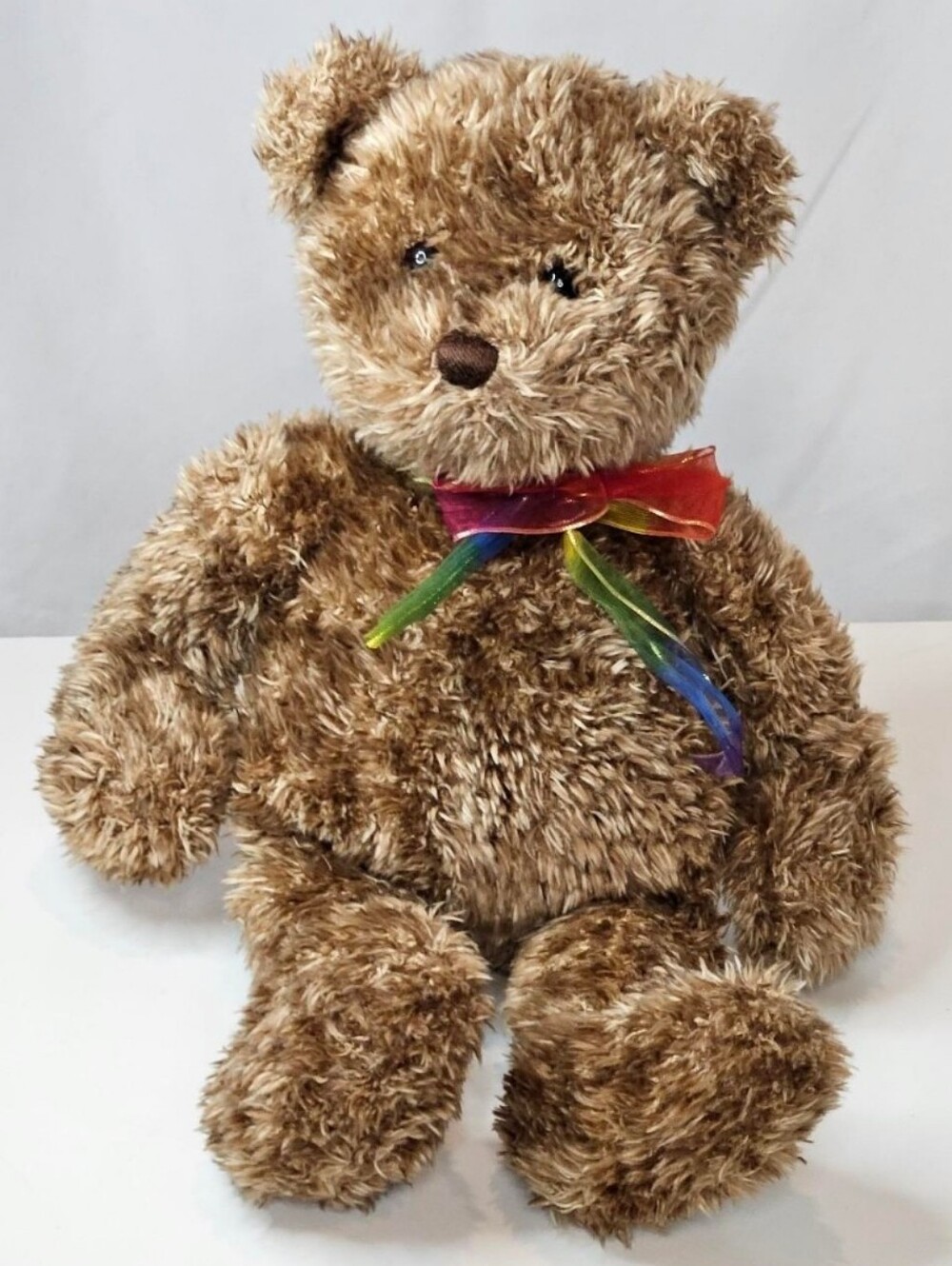GUND Bearessence Plush Brown Teddy Bear with Rainbow Bow Gund 16" brown teddy